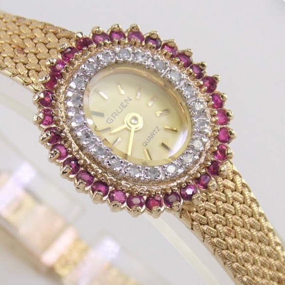 Gruen Quartz Accessories - ❤️ Stunning Diamond and Ruby women’s watch.